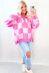 'Galena' Pink Checkered Sweater - Celes Fashion